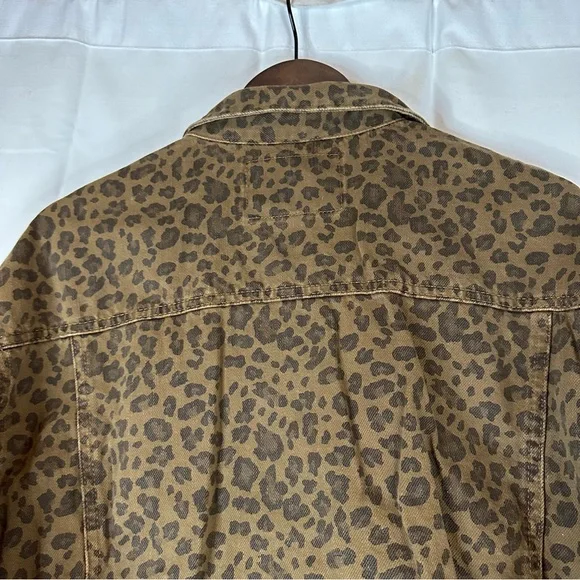AMERICAN EAGLE Women’s Size XXL Denim Jean Jacket Coat Leopard Print Trucker - Picture 16 of 16